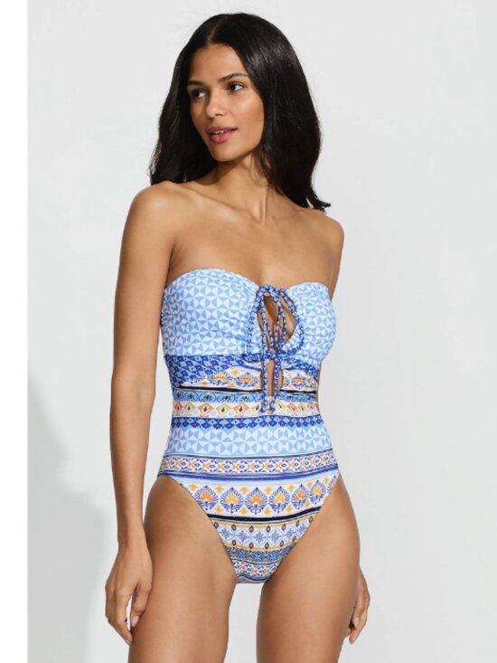 Lands' End Other - Lands' End Ruched Multi-Way V-Neck Halter High Leg One Piece Swimsuit Size 8